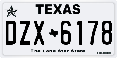 TX license plate DZX6178