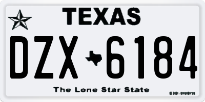 TX license plate DZX6184