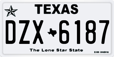 TX license plate DZX6187