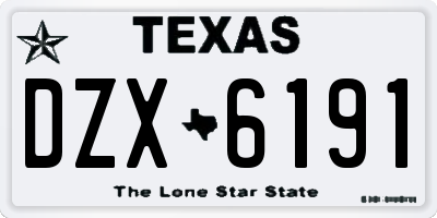 TX license plate DZX6191