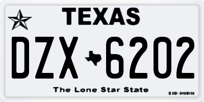 TX license plate DZX6202