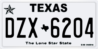 TX license plate DZX6204