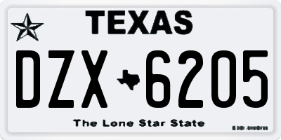 TX license plate DZX6205