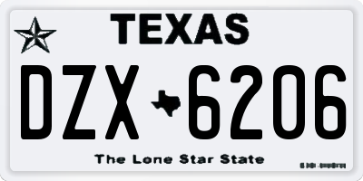 TX license plate DZX6206