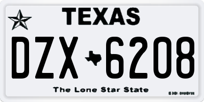 TX license plate DZX6208