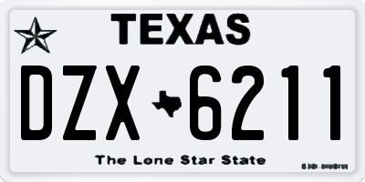 TX license plate DZX6211