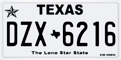 TX license plate DZX6216