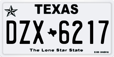 TX license plate DZX6217