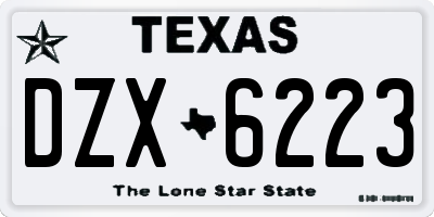 TX license plate DZX6223