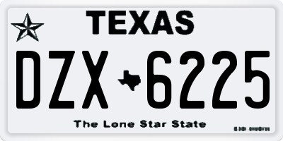 TX license plate DZX6225