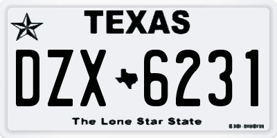 TX license plate DZX6231