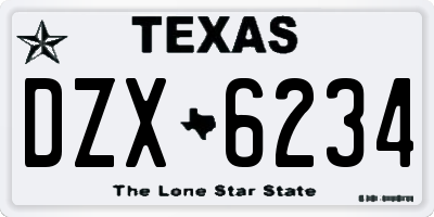 TX license plate DZX6234