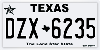 TX license plate DZX6235