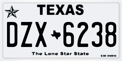 TX license plate DZX6238