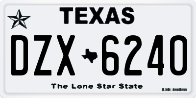 TX license plate DZX6240
