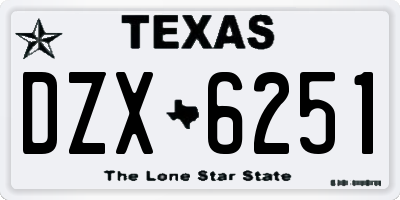 TX license plate DZX6251