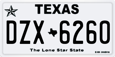 TX license plate DZX6260