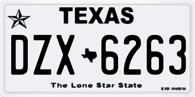 TX license plate DZX6263
