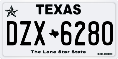 TX license plate DZX6280