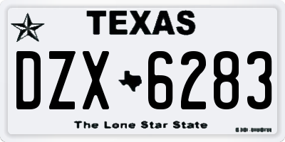 TX license plate DZX6283