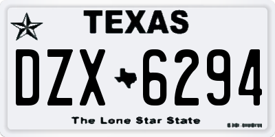 TX license plate DZX6294