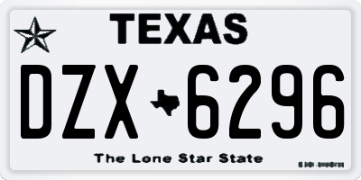 TX license plate DZX6296