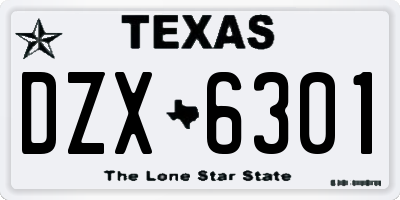 TX license plate DZX6301