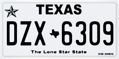 TX license plate DZX6309