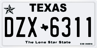 TX license plate DZX6311