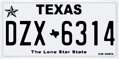 TX license plate DZX6314