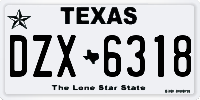 TX license plate DZX6318