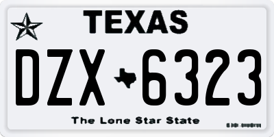 TX license plate DZX6323