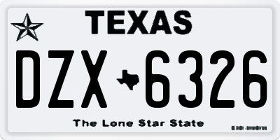 TX license plate DZX6326