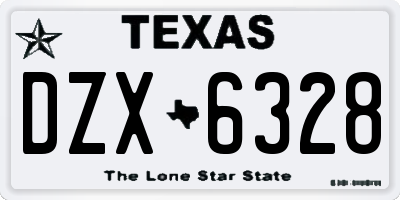 TX license plate DZX6328
