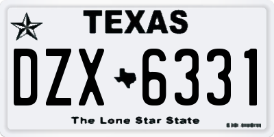 TX license plate DZX6331