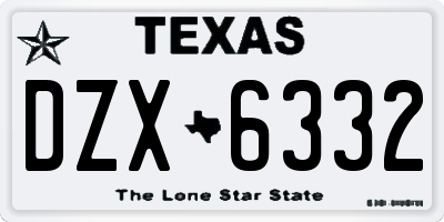 TX license plate DZX6332