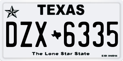 TX license plate DZX6335