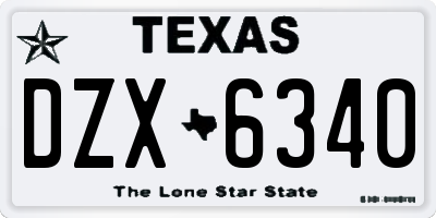 TX license plate DZX6340