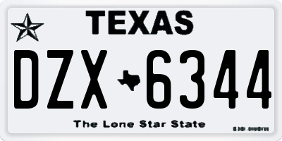 TX license plate DZX6344