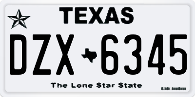TX license plate DZX6345