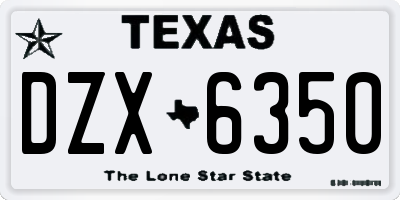 TX license plate DZX6350