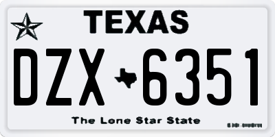 TX license plate DZX6351