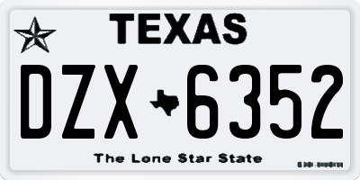 TX license plate DZX6352
