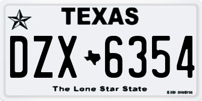 TX license plate DZX6354