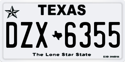 TX license plate DZX6355