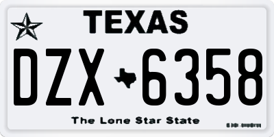 TX license plate DZX6358