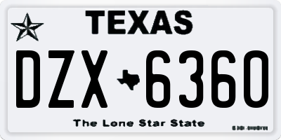 TX license plate DZX6360