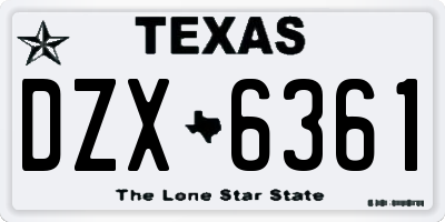 TX license plate DZX6361