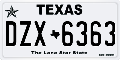 TX license plate DZX6363