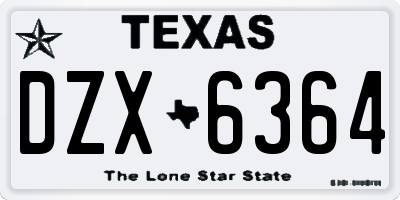 TX license plate DZX6364